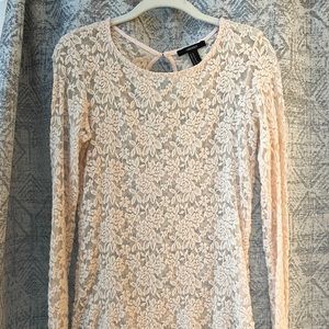 Forever 21-Pink Lace Long Sleeve-M